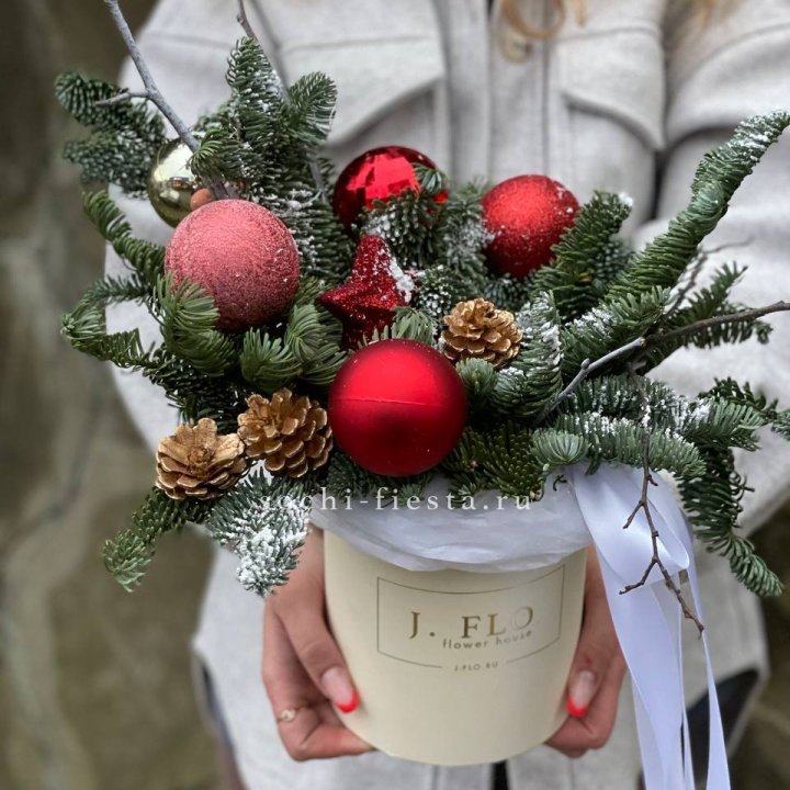 Новогодняя композиция в коробке ред в Орле