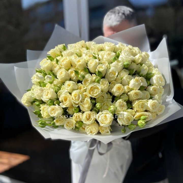 Белые кустовые розы 31 шт в Орле