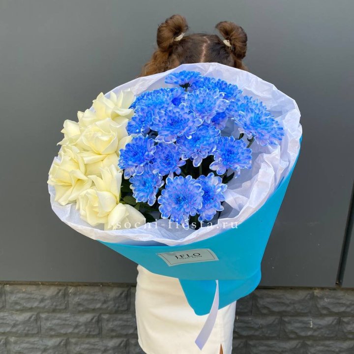 Дуо букет розы и хризантема в Орле