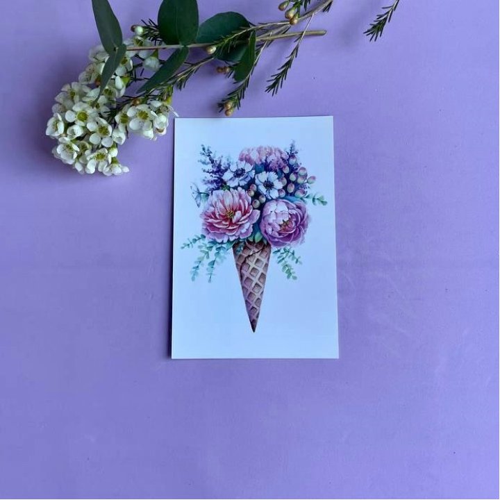 Открытка к букету "Цветочно-кремовый" в Орле