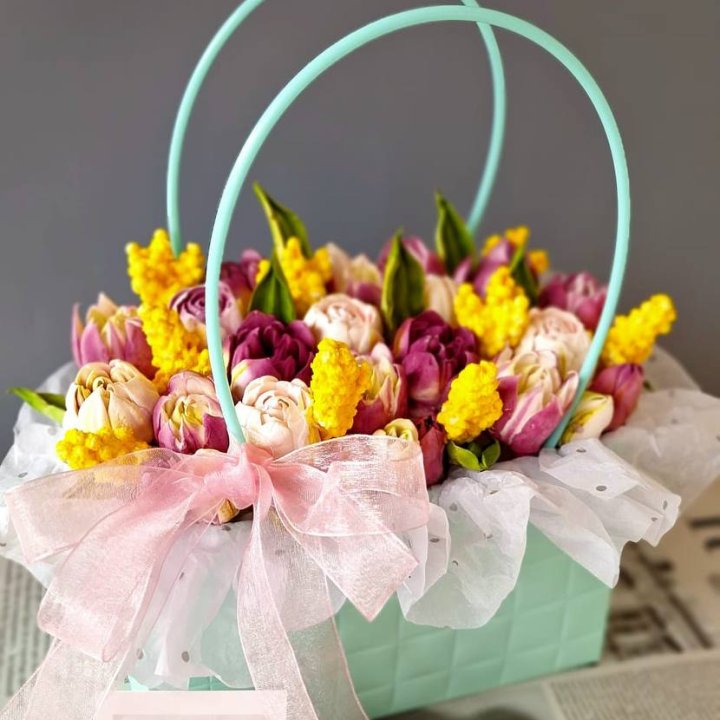 Тюльпаны в сумочке из зефира в Орле